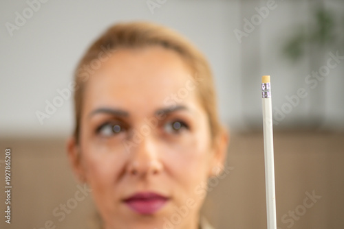 Pen movement directing eye tracking during EMDR to support bilateral stimulation and trauma processing. Highlights precise visual guidance and clinical structure.