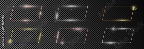 Set of six rounded rhombus frames