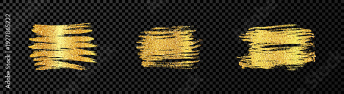 Set of gold hand drawn brush strokes