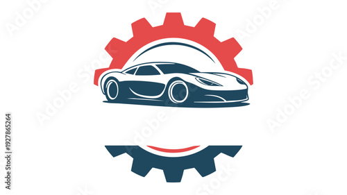 Speedster car integrated with a gear symbol for automotive innovation and performance