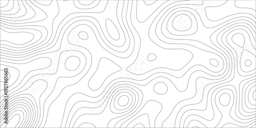 Ocean topographic line map with curvy wave isolines vector illustration. Abstract topographic contours map background, Vector contour topographic map. Cartography texture abstract banner use.	