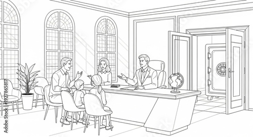 Sketch of People Dining Together.