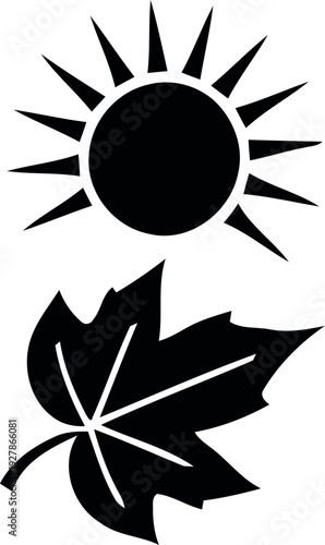 Sun and maple leaf icon