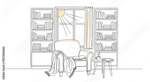 Sketch of Modern Living Room Interior.