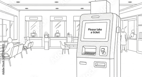 Sketch of Modern Office Interior Space.