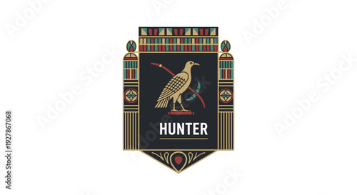 Hunting Badge with Pheasant Bird Illustration.