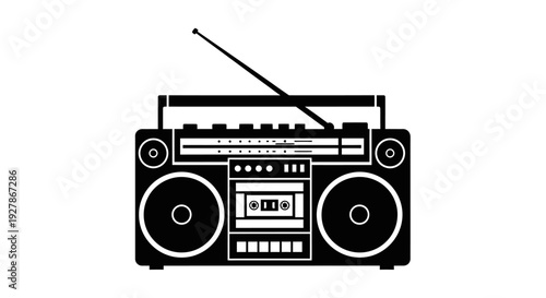 Vintage Retro Style Boombox Vector Illustration.