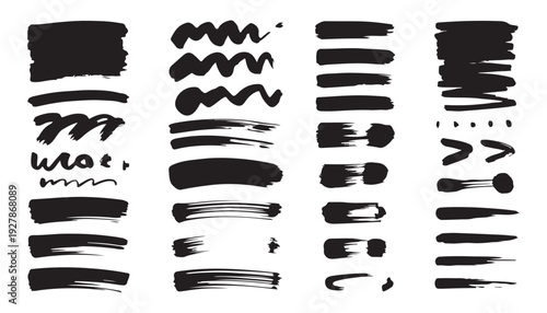 Bold paint brush strokes and wavy line collection for expressive artistic backgrounds and textures