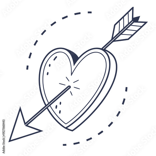 A heart pierced by an arrow in a circular motion
