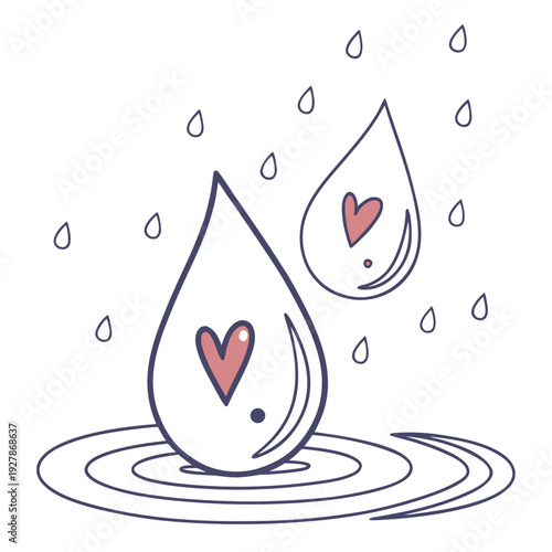 Heartfelt water droplets bring love and care