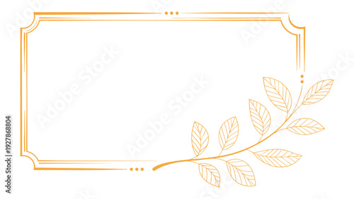 Elegant gold-framed blank document with decorative leafy branch embellishment