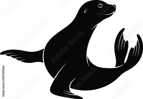 Silhouette of a seal on a white background
