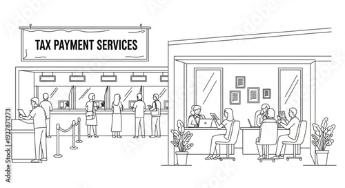 Tax Payment Services Office Scene.