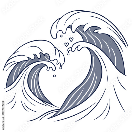 A blue wave with a heart in the middle