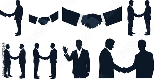 Collection of dark blue figures show various male and female professionals.