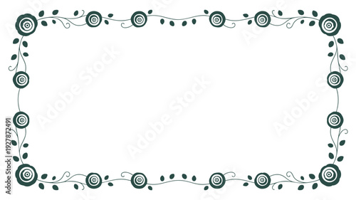 Elegant floral border design with decorative circular motifs and swirls