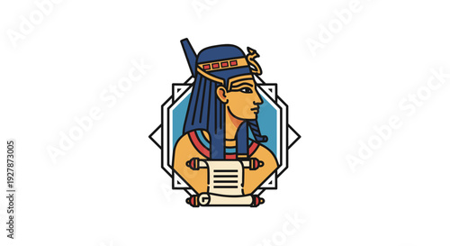 Ancient Egyptian Scribe Illustration with Headdress.