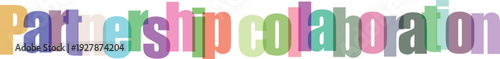 Partnership collaboration concept with vibrant letters forming words