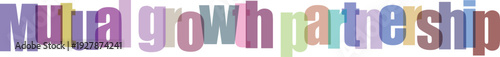 Mutual growth partnership concept with colorful letters forming words