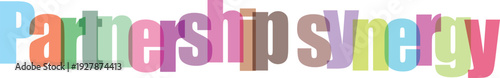 Partnership synergy vibrant letters forming business concept
