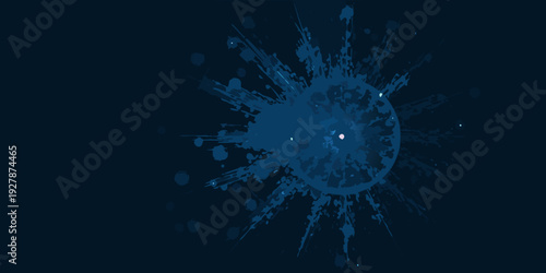 Abstract dark blue explosion with sparkling light effects on a black background