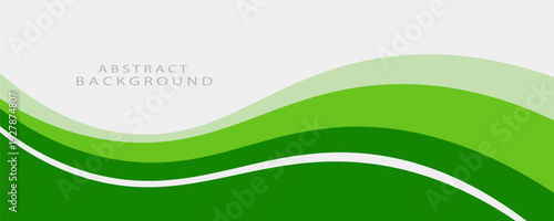 Abstract White and Green wave wide background banner