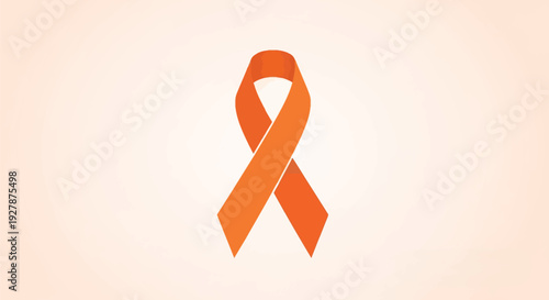 Orange Awareness Ribbon Symbol. Leukemia, MS, and Kidney Cancer Support Icon. Health Advocacy and Charity Vector Illustration.