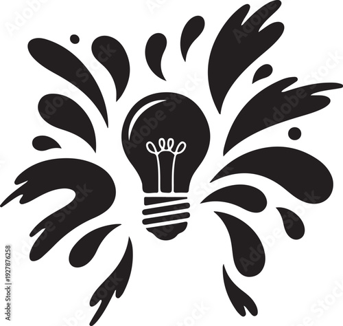Creative idea represented by a lightbulb with splashes