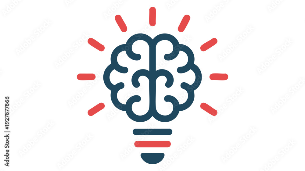 Fototapeta premium Innovative idea symbolized by a brain inside a glowing light bulb