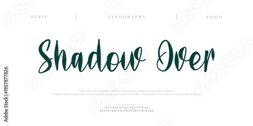 Shadow Over, Elegant script alphabet letters font and number. Classic Lettering Minimal Fashion Designs. Typography modern serif fonts regular decorative vintage concept. vector illustration
