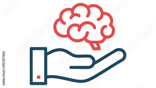 Hand holding a stylized brain illustration representing mental health or cognitive concepts.