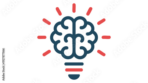 Innovative idea symbolized by a brain inside a glowing light bulb