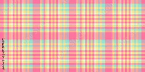 Oriental textile check fabric, girly texture background pattern. Line tartan seamless vector plaid in red and yellow colors.
