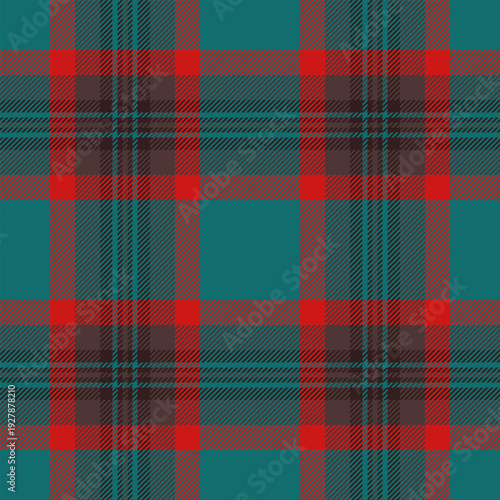 Gorgeous background tartan textile, poncho plaid seamless check. Deluxe texture fabric pattern vector in red and cyan colors.