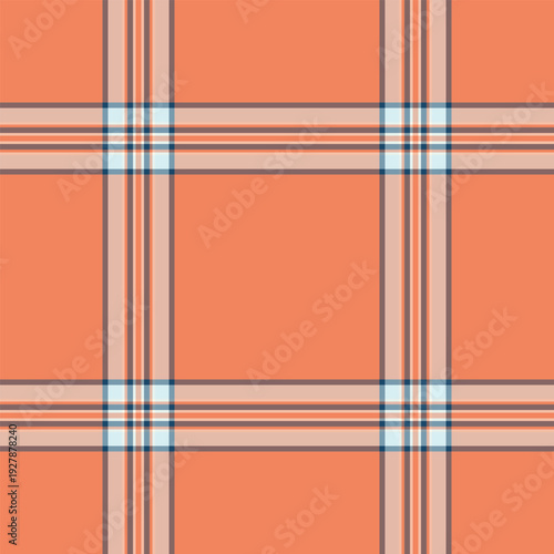 Strong vector background check, sale texture pattern fabric. Softness plaid seamless tartan textile in orange and pastel colors.