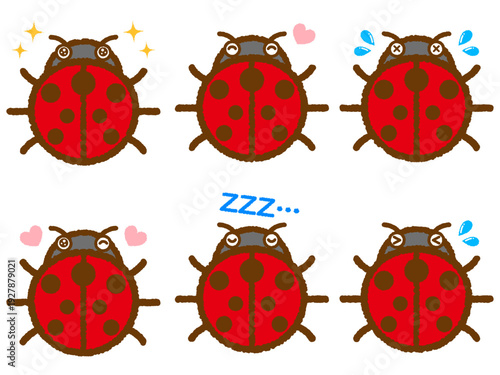 可愛いてんとう虫のイラスト素材セット2