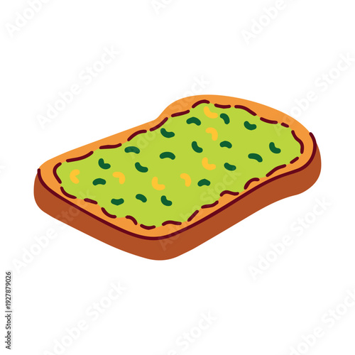 Delicious whole grain toast with smashed avocado and fresh greens. Perfect breakfast for healthy lifestyle, vegan diet, and organic wellness routine. Superfood snack illustration.