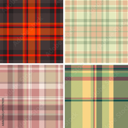 Plaid pattern set optimized for lookbooks, catalogs, and e-commerce. Strong tartan rhythm highlights seasonal collections. Vector scalability enables size freedom.