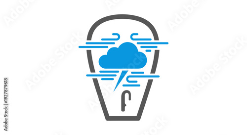 Light Bulb with Cloud and Lightning Bolt.