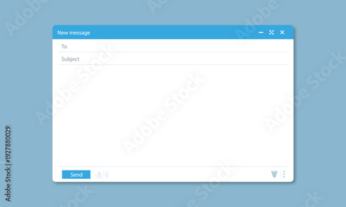 Empty Email Message Window Mockup Interface for Newsletter and Digital Correspondence