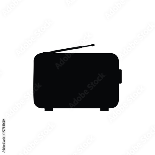 Vintage radio silhouette icon vector flat design.
