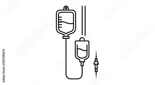 Medical IV Drip Bag Infusion Line Icon Vector