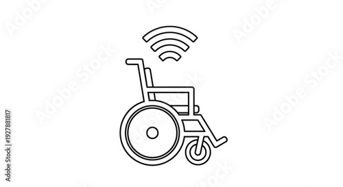 Smart Wheelchair Icon with Wi-Fi Signal - Medical Technology