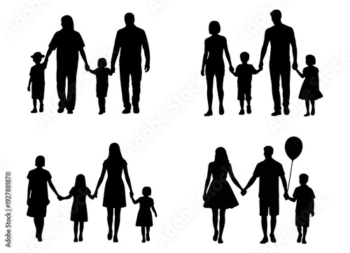 Family Silhouettes: Simple silhouettes illustrate the bond and affection between family members, representing unity, love, and togetherness in various configurations.