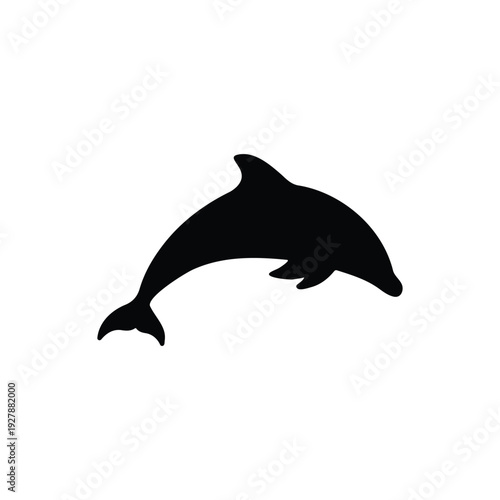 Dolphin silhouette icon vector flat design.