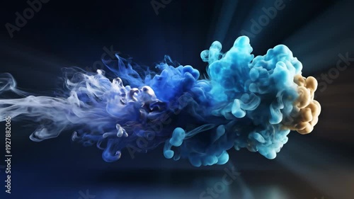 Molecular structure illustration in blue hues on dark background