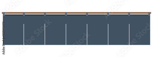 老舗の風格を演出する紺色の7巾ワイドなのれん（暖簾）イラスト