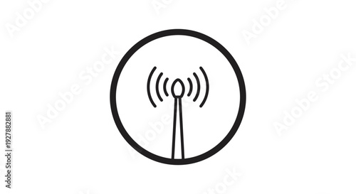 Simple black and white wireless signal icon.