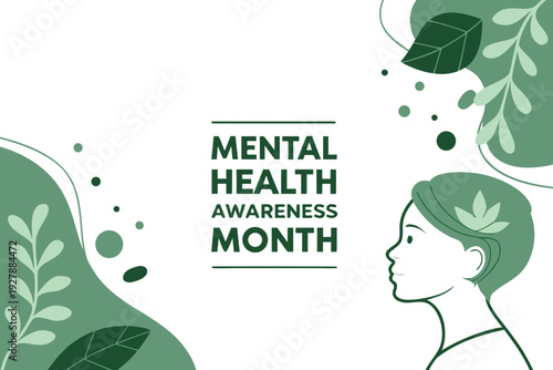 Mental Health Awareness Month Green Profile Vector