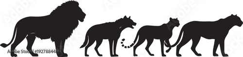 african predator silhouette bundle lion hyena cheetah leopard